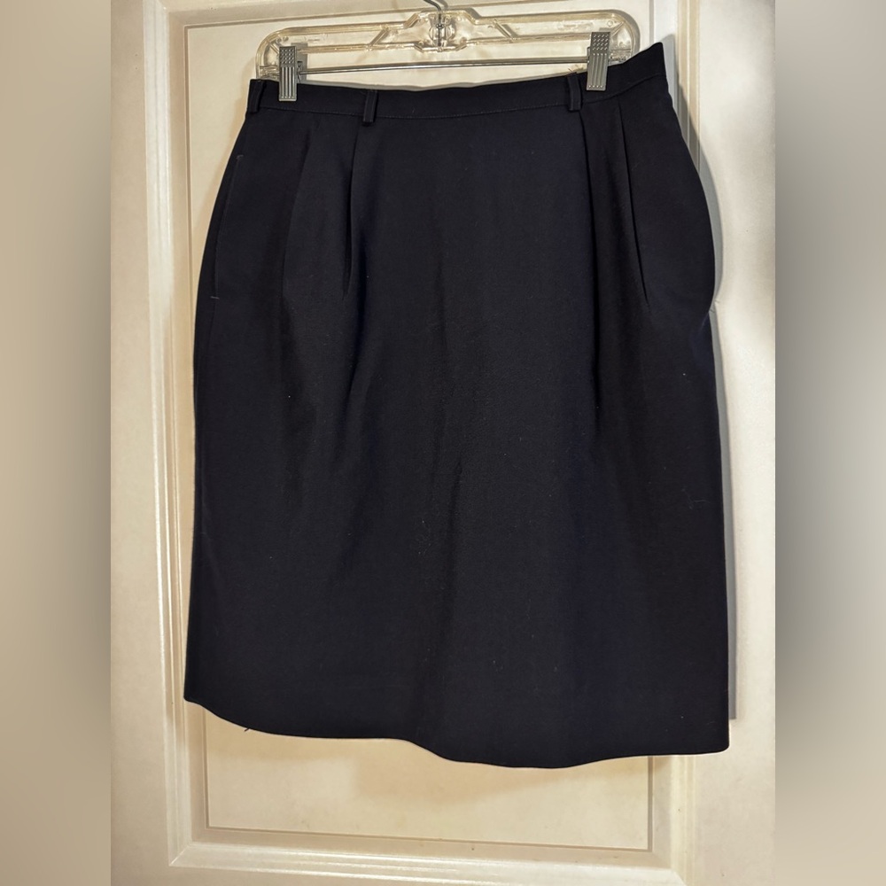 Elegant Blue Knee-Length Pleated Pencil Skirt